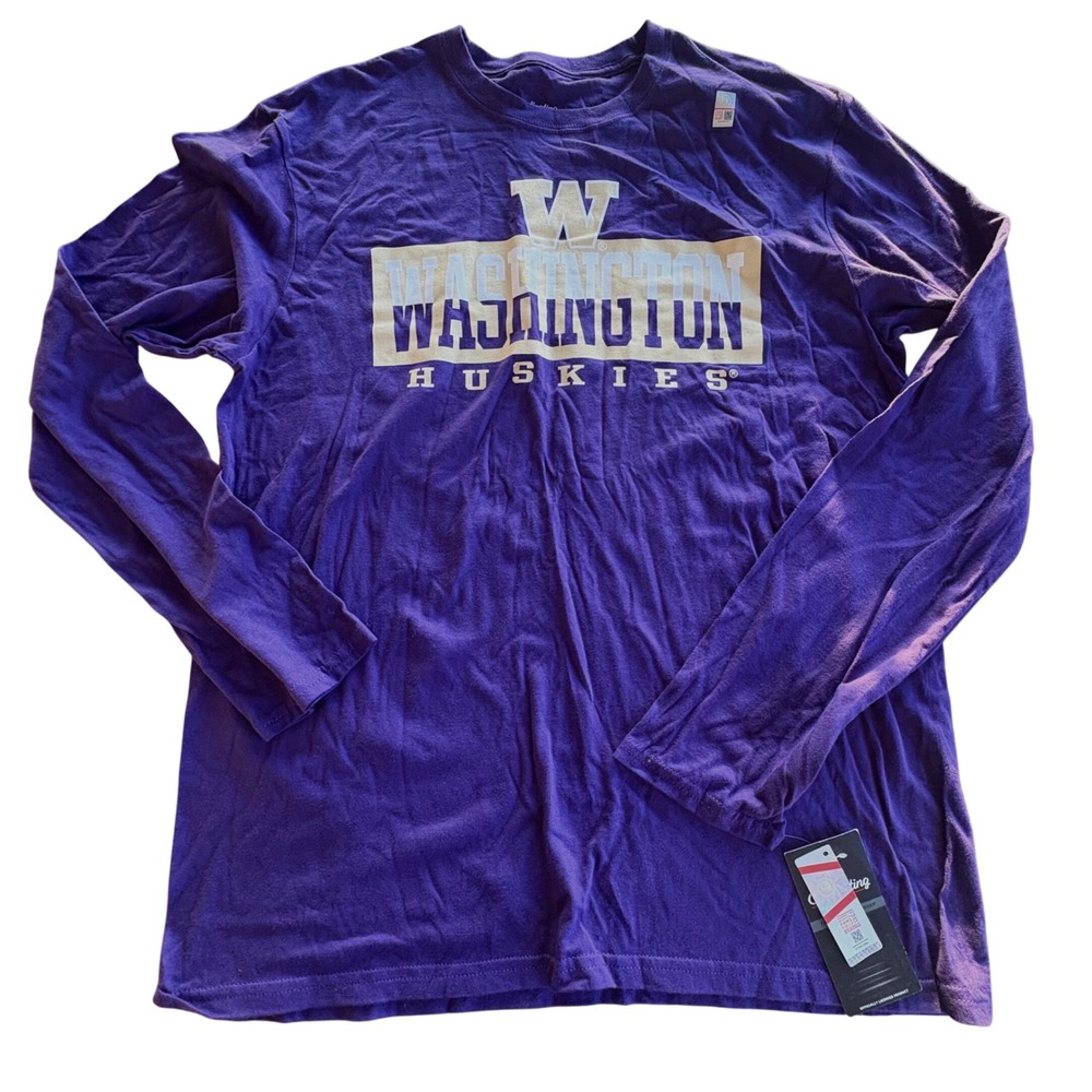 NWT Washington Huskies UW‎ T-Shirt Purple NCAA Mens L Collegiate Football Dawgs